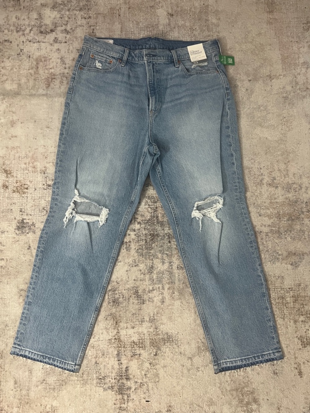 GAP Women Straight Leg Distressed Light Blue Jeans
